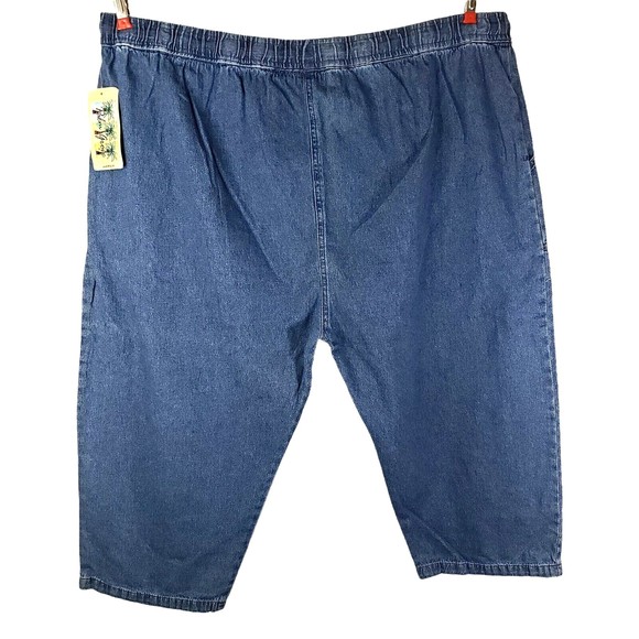 Palm Grove Womens Cropped Jeans Size 3X Palm Tree Embroidery Drawstring 44x19.5‎ - Picture 3 of 7
